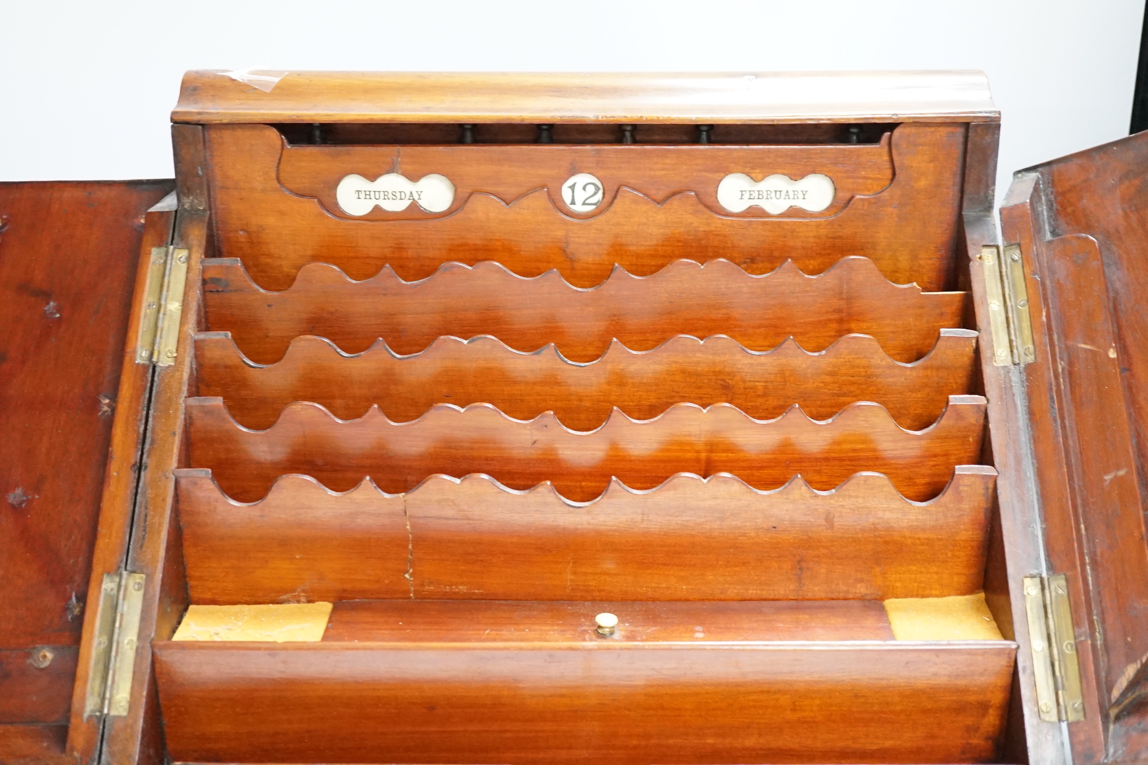 A Victorian mahogany stationery box, 41cm wide